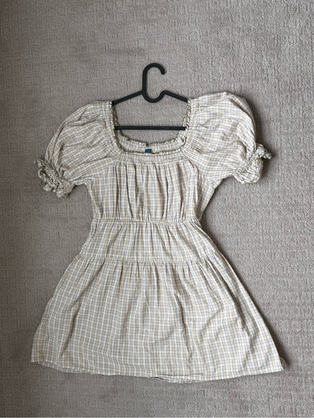 Old Navy Smocked Waist Plaid Puff Sleeve Dress